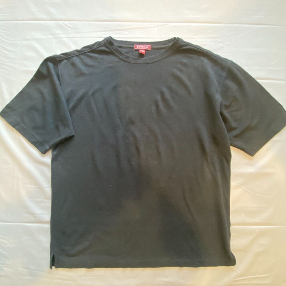 RED HOUSE Mens Size M Short Sleeve Crew Neck Solid Black T-Shirt Tee Pullover